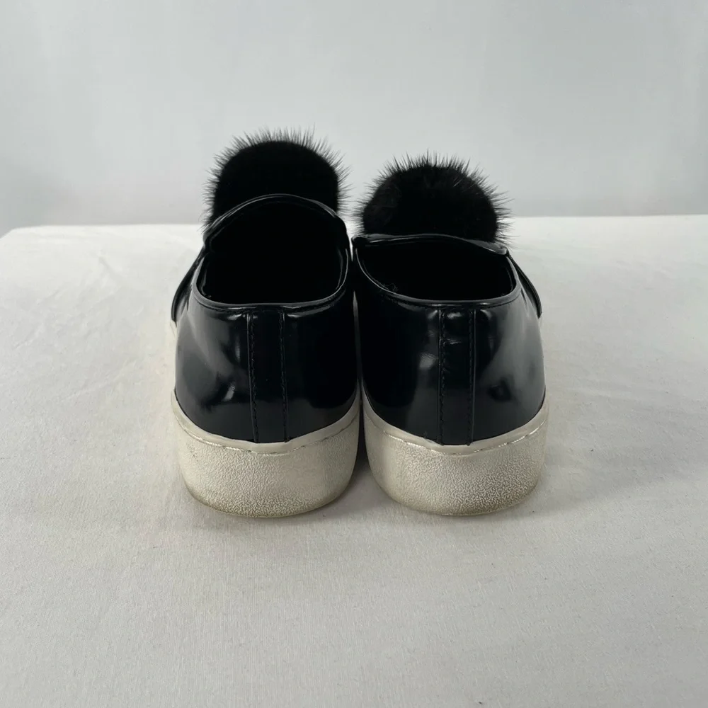 Michael Kors Collection‎ Eddy Patent Leather Pom Pom Sneaker in Black Size 5.5
